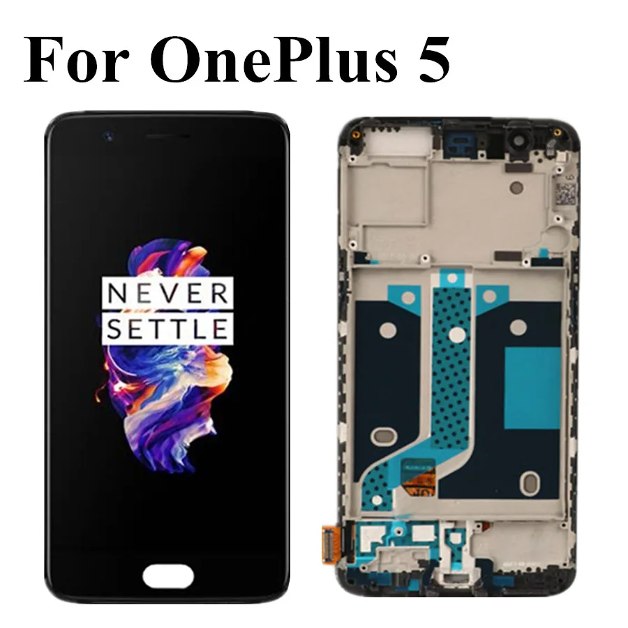 Tested A5000 LCD For Oneplus 5 lcd Display Touch Screen Digitizer Assembly Replacement with frame for Oneplus 5 display