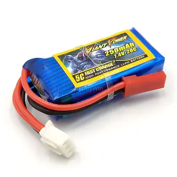 

7.4V 2S 250mAh 20C high durable performance LiPO Battery JST plug for micro size airplane helicopter FPV Drone