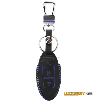 Luckeasy для infiniti/nissan sylphy qashqai juke tiida note j11 из натуральной кожи Автомобильный ключ дистанционного ключа крышка key2s - Название цвета: Синий