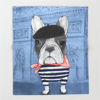

Frenchie with Triomphe Blanket Funny Printed Soft Boy Girl Baby Coral Fleece Blankets Muti-size Spring Warm Sofa Bed Sheets