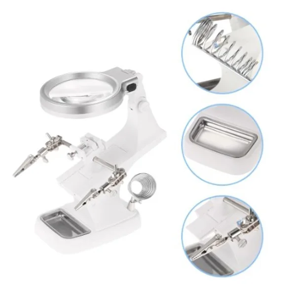 3X 4.5X Welding LED Loupe Magnifier Soldering Iron Magnifying Glass Clip Holder Hand Welding Repair Mgnifying Tools