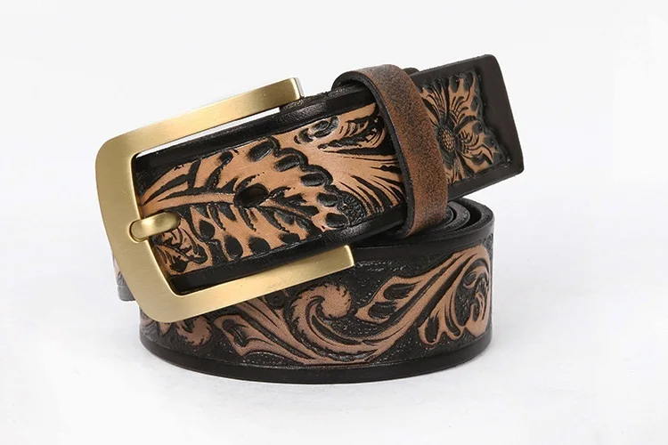 Бесплатная доставка. Новый стиль 100% ремень из коровьей кожи с медной пряжкой.