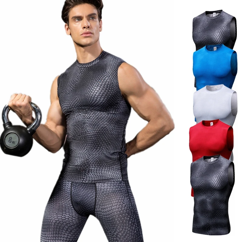 Men Running Vest Sport Fitness Compression Sleeveless Tank Tops Fitness Workout Quick Dry T-Shirts Sports Vest Boy Vest