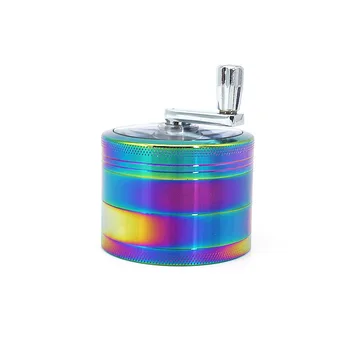 

63mm Zinc Alloy Hand-Cranking Colorful Smoke Eliminator 4-Layer Metal Handle Grinder