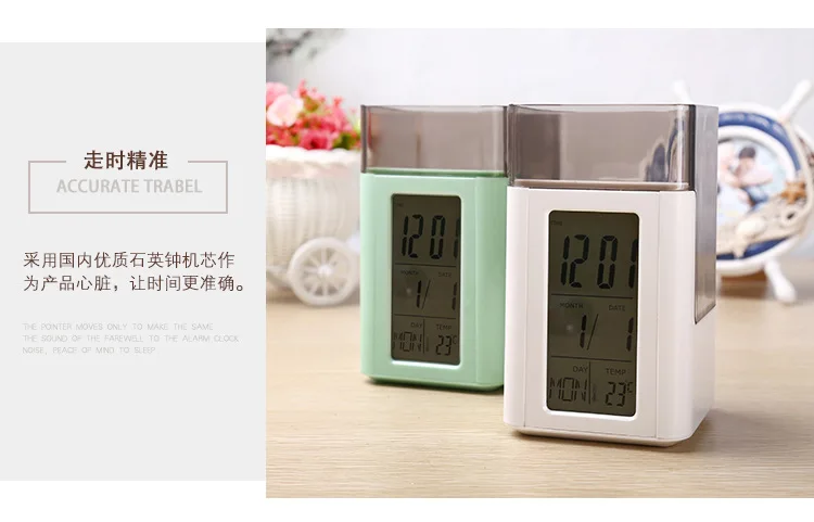 Voice Sensing Night Light Students Alarm Clock Creative Storage ban gong zhong Remind with Temperature Electronic Clock 3813
