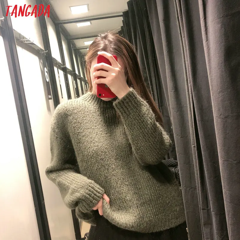 Tangada корейский шик для женщин конфеты цвет сладкий свитер Винтаж дамы свободные розовый вязаный джемпер Топы 3H269