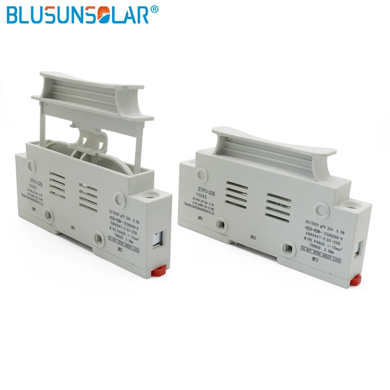

1PCS High Voltage Solar Fuse holder 1500V DC wire fusible 10X85 gPV Din Rail for solar Pv system protection