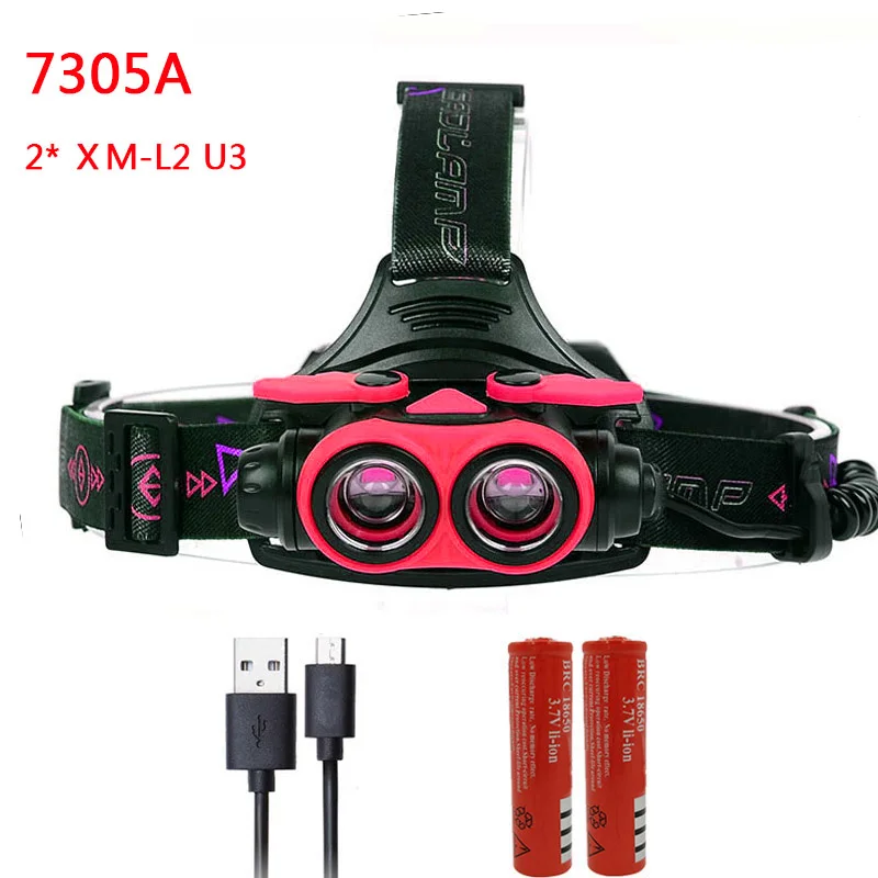 Option B Litwod z307305A 8000LM светодиодный налобный фонарь XM-L2 U3 4 режима Перезаряжаемые головной светильник фара Точечный светильник головной светильник 2*18650 Батарея - Испускаемый цвет: Option B