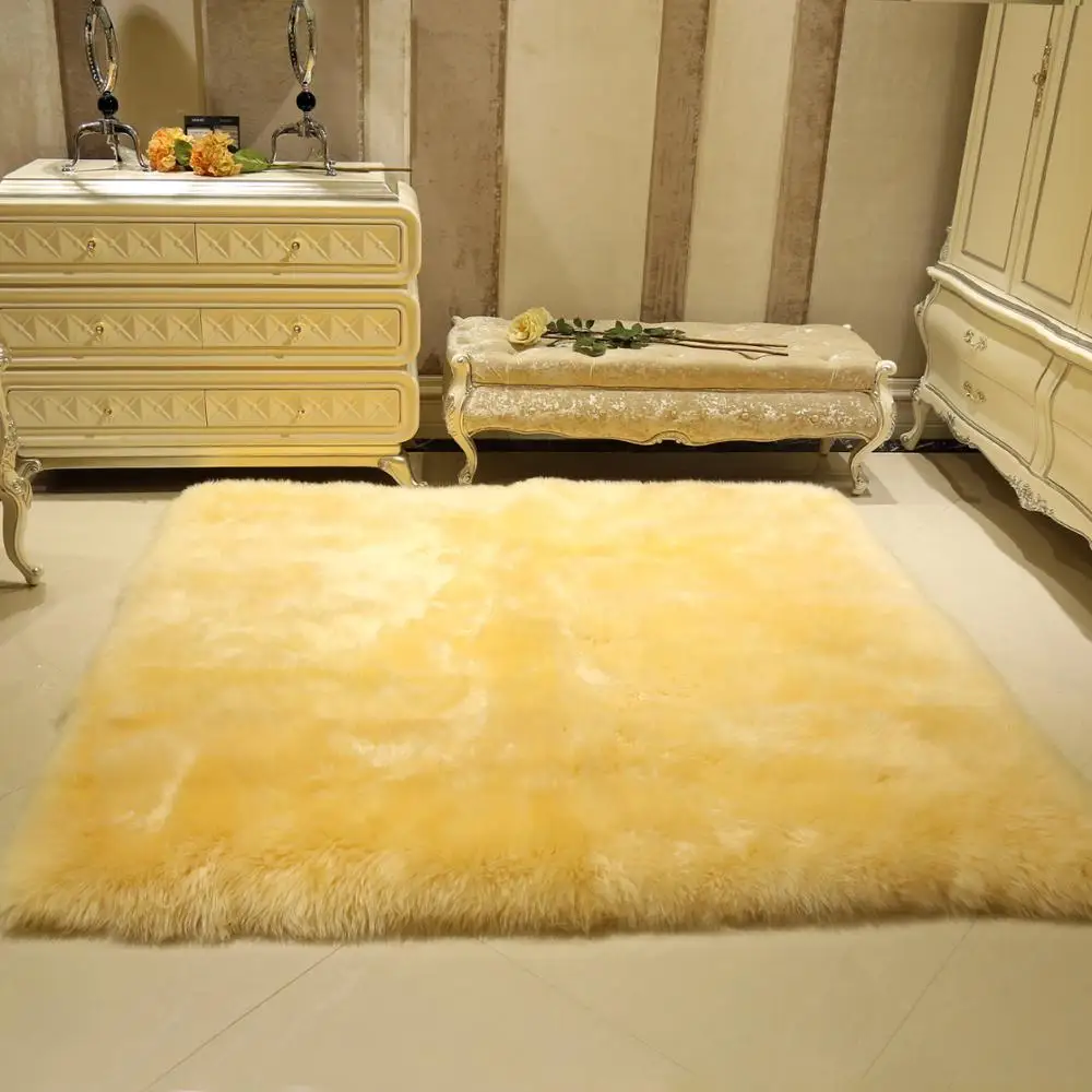 Wool Real Sheepskin Carpets For Living Room Bedroom Fur Rug Long Hair Soft Carpet And Rugs Kids Room Thicken Children Play