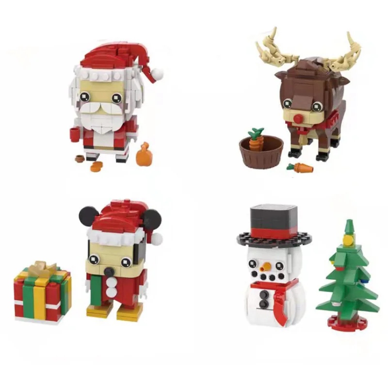 

Christmas Friends Series Building Blocks Santa Claus Christmas Elk Snowman Tree Mickeys Cute Mouse Gifts Toys For Children