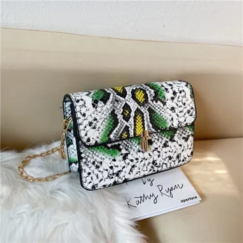 

Retro snake pattern chain shoulder small square bags for women 2020 new fashion casual crossbody bag purses and handbags
