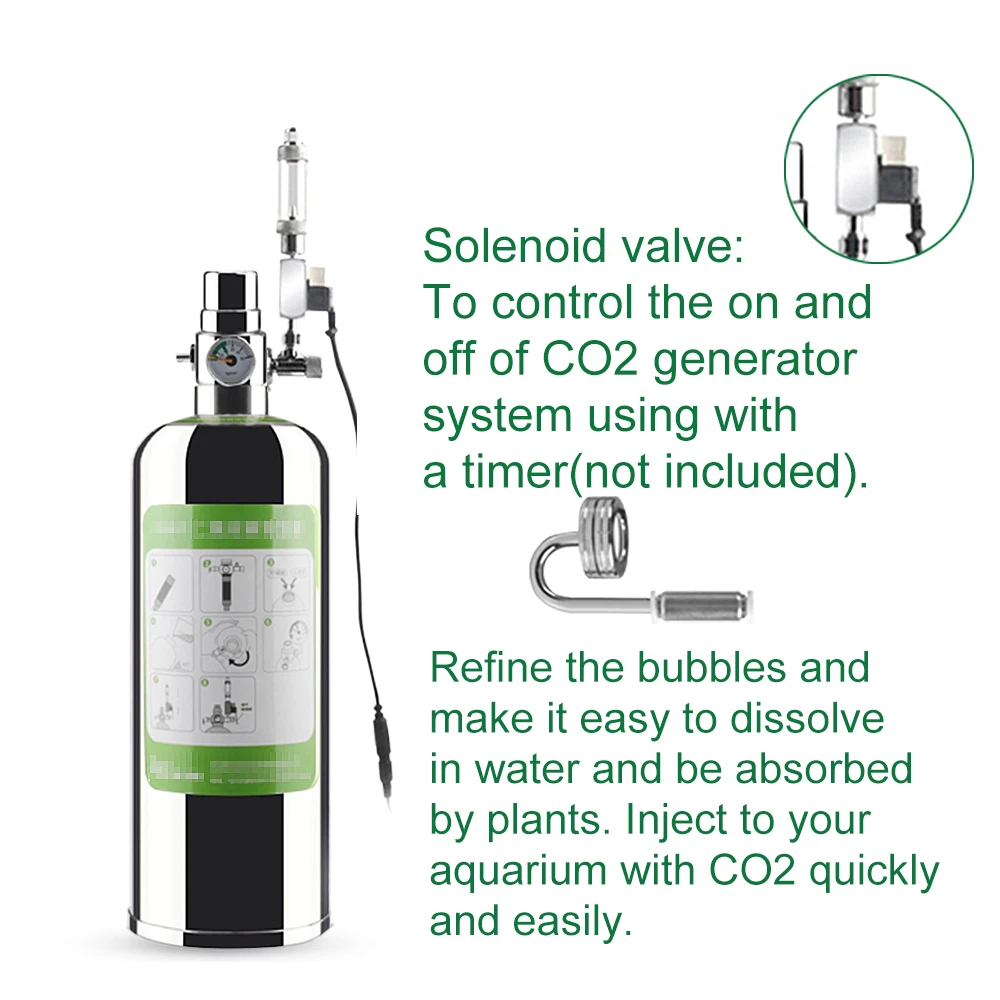 

Hot New Aquarium CO2 Kit with CO2 Atomizer Solenoid Valve DIY CO2 Generator System Kit Carbon Dioxide for Aquarium Fish Tank Dif