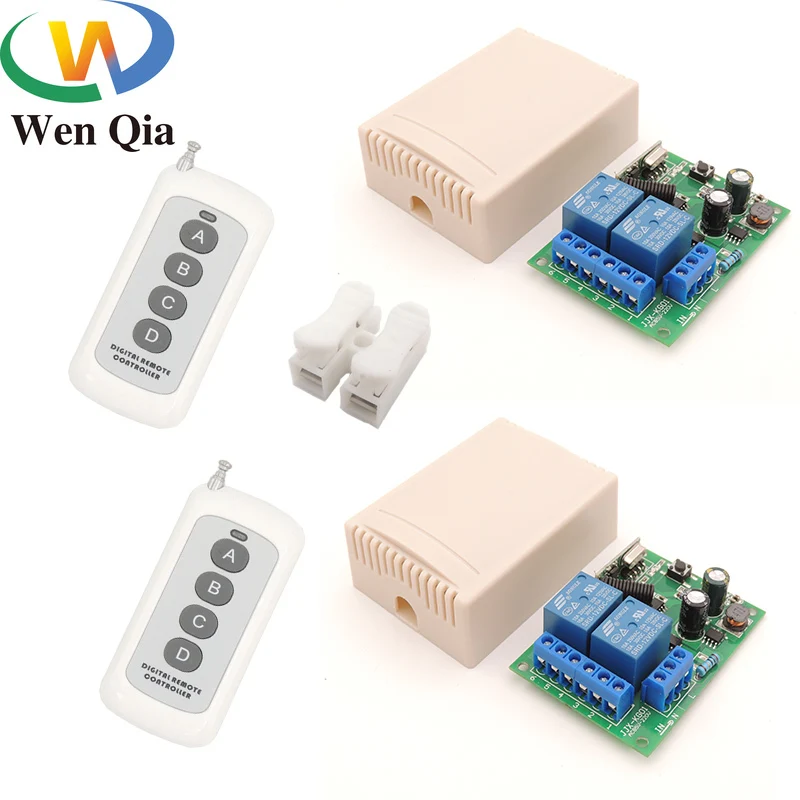 

433MHz Long Range Remote Control AC 110-220V 10Amp 2200W 2CH 2 gangs rf Relay Receiver and Transmitter for garage/door/Light/LED