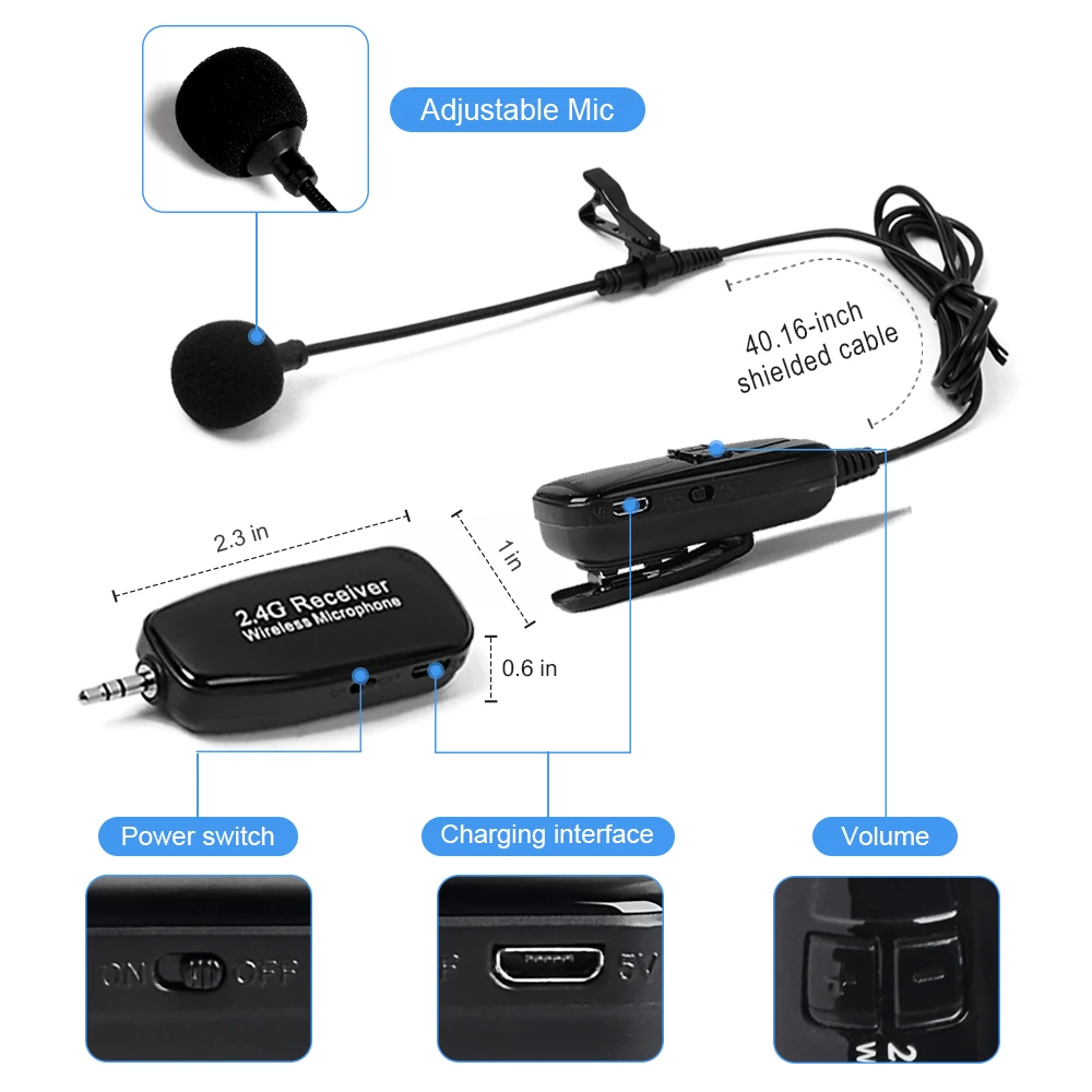 Микрофон 2,4G беспроводной микрофон для голосового усилителя камера Запись петличный микрофон для обучения гид лекций