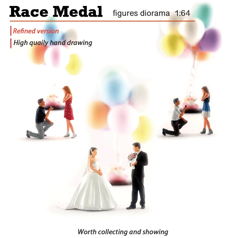 

Racemedal1:64 miniature action figure romantic proposal bride and groom character miniature scene shooting model static hand