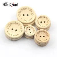50Pcs 2Hole Natural Wooden Buttons handmade with love wood Button For Scrapbooking Craft DIY Baby Clothing Sewing Accessories 1