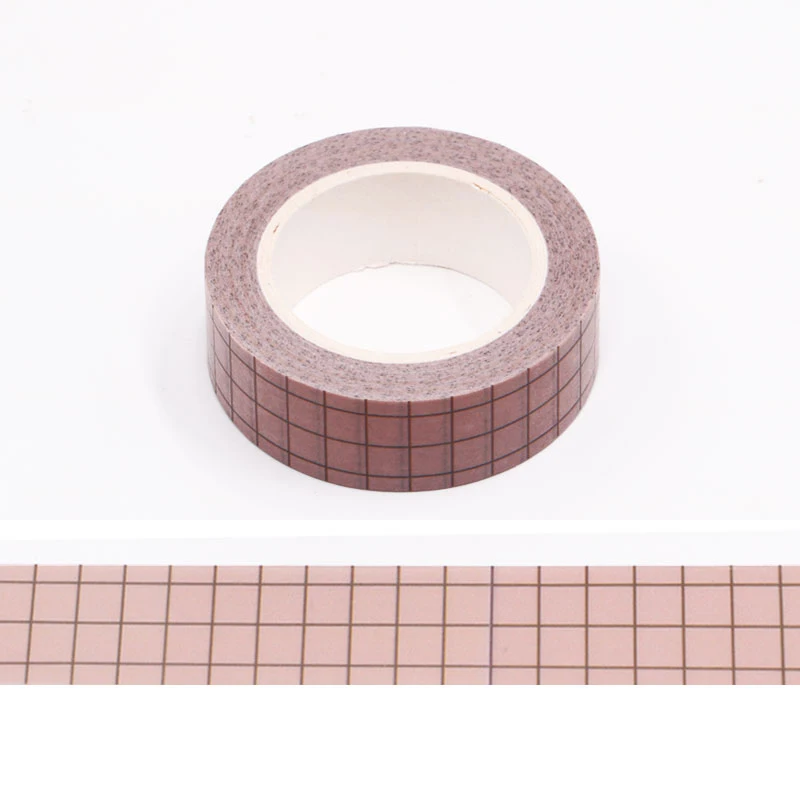 

1PC 15MM*10M Red-brown and Black Grid Designs Washi Tape Wide Sticky Adhesive Tape Scrapbooking Album DIY Decorative Paper Tape