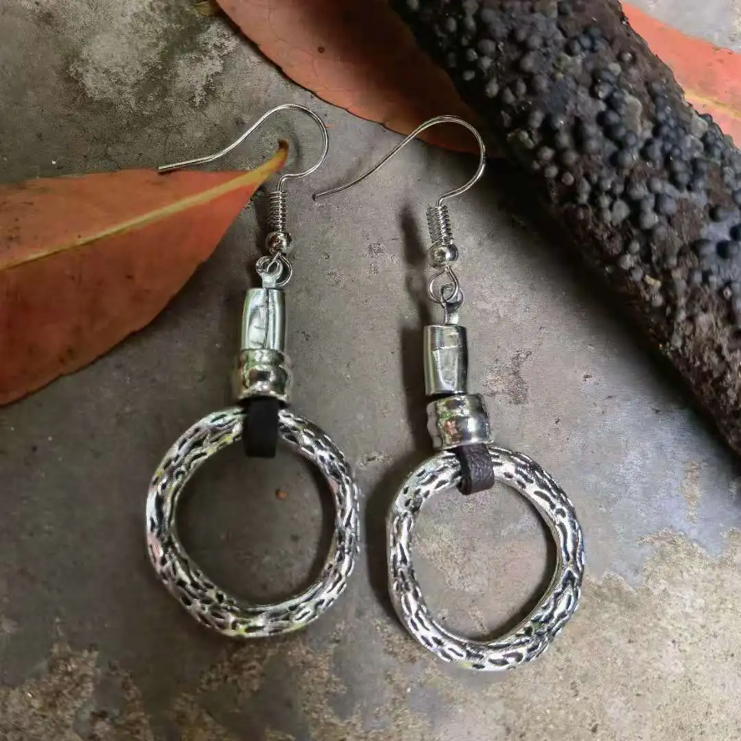 Leather Earrings big Spiral Shell earrings Bohemia Earring leather earrings