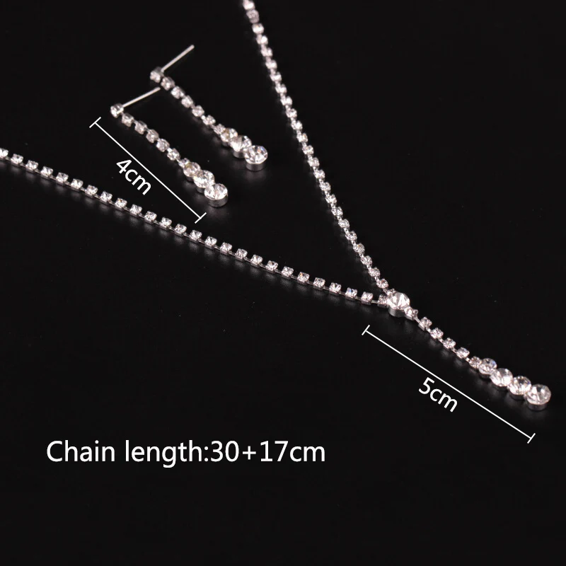 Распродажа, жемчужный каучуковый камень, подвеска в виде капли воды, ожерелье, крючок, серьги-гвоздики, ожерелье, ювелирный набор, подарок для женщин - Окраска металла: Crystal Chain
