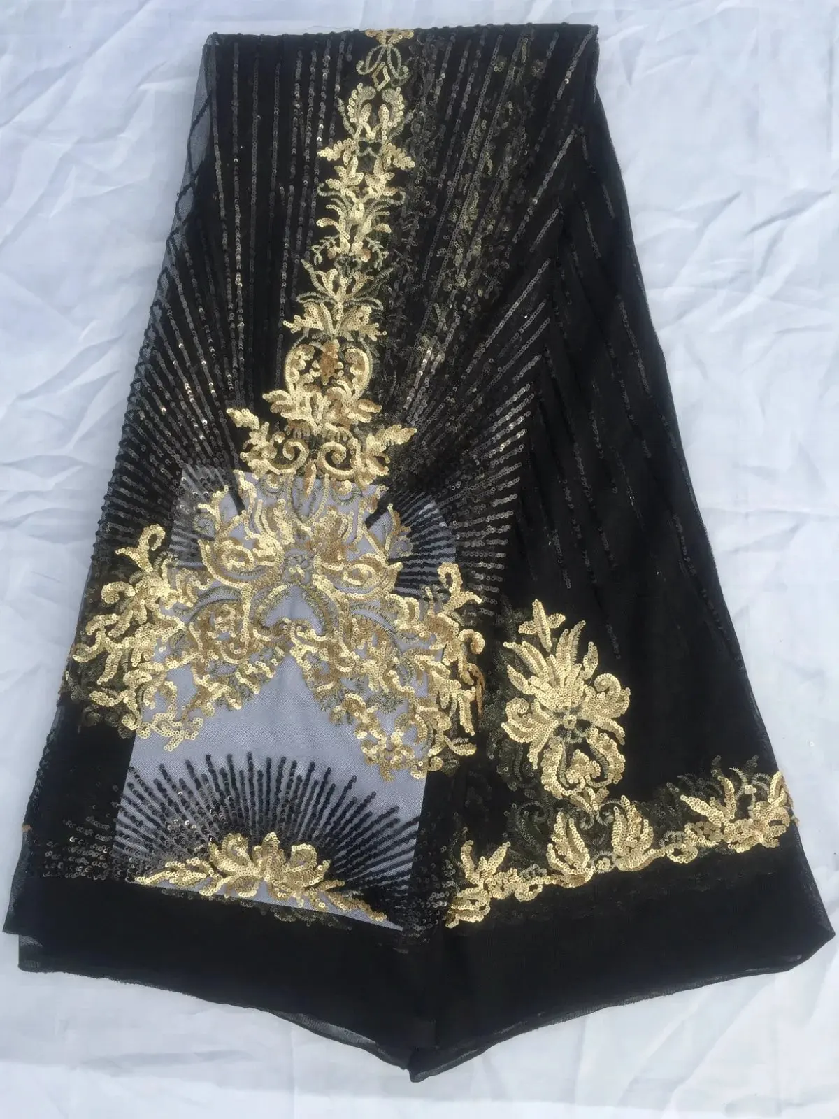 New French Nigerian sequins net lace African tulle mesh fabric high quality for party wedding dress 5yards/lot YJ10773 | Дом и сад