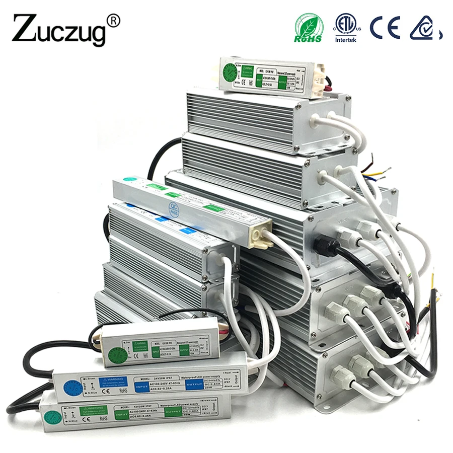 

12V Power Supply DC 24V IP67 Waterproof Lighting Transformers 12 24 V 10W 20W 25W 30W 45W 50W 60W 80W 120W 150W Power Supply