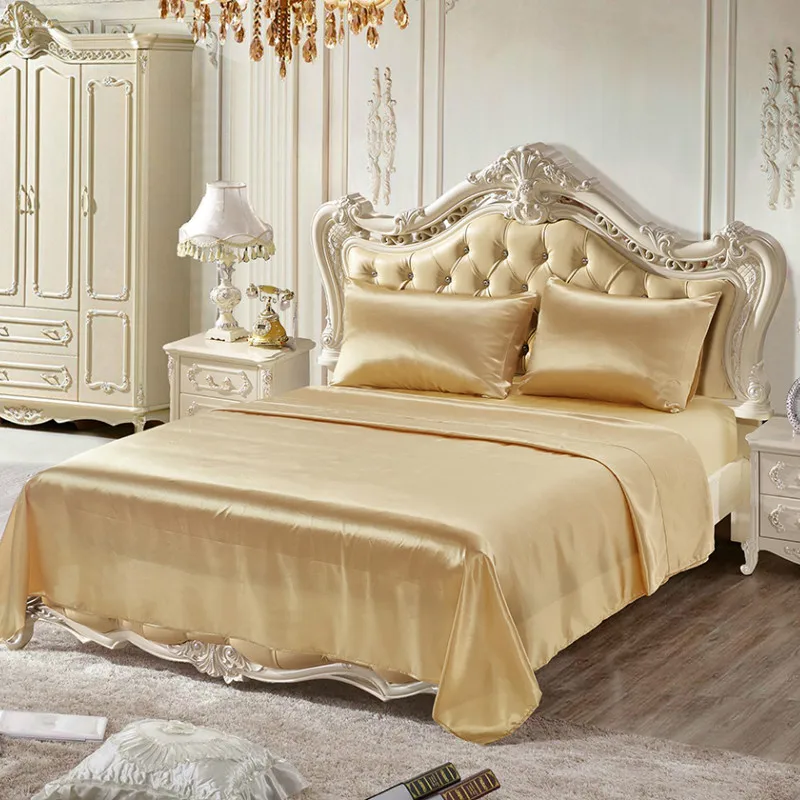 

Silk Satin Bed Sheets with Elastic Black Mattress Cover Sabanas King Size Bedsheet Queen Fitted Sheet Luxury Textile for Home
