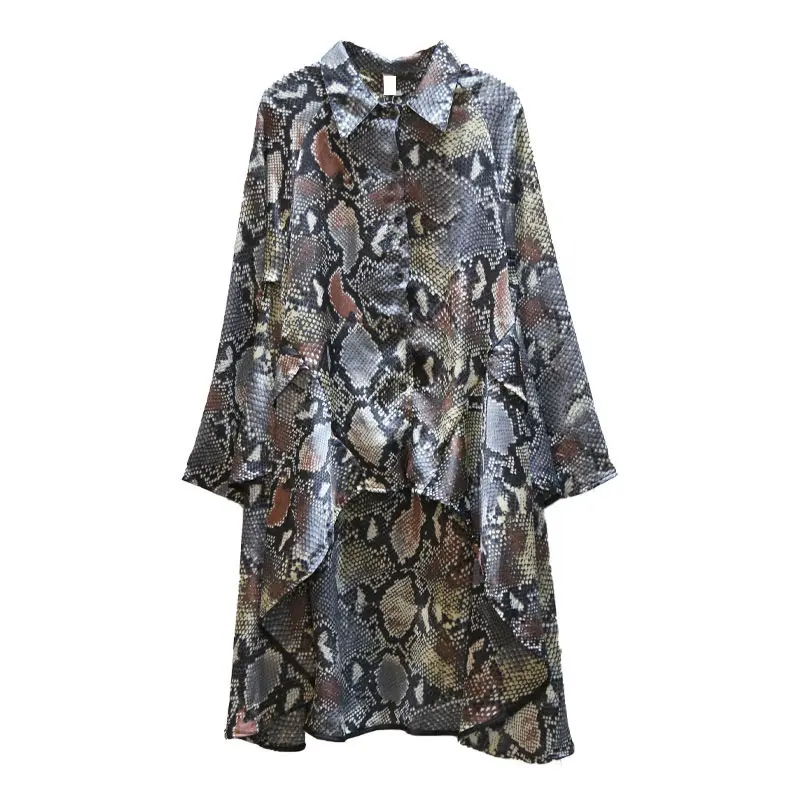gray LYH3260 XITAO Tide рубашка с необычным принтом Топ Женская одежда мода подходит ко всем винтажным отложным воротником Блузка Осень LYH3260 - Цвет: gray LYH3260