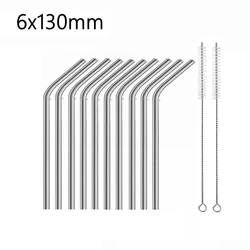 Set of 10 Reusable 5-Inch Metal Cocktail Straws - Premium Stainless Steel Drinkware (130mm Bent)