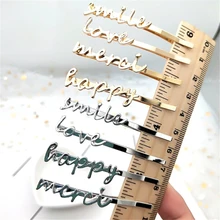 Word Letters Hairpins Smile Happy Merci Love Golden Silver Hair Clips Barrettes Hairgrips for Women Headwear Hair Accessories