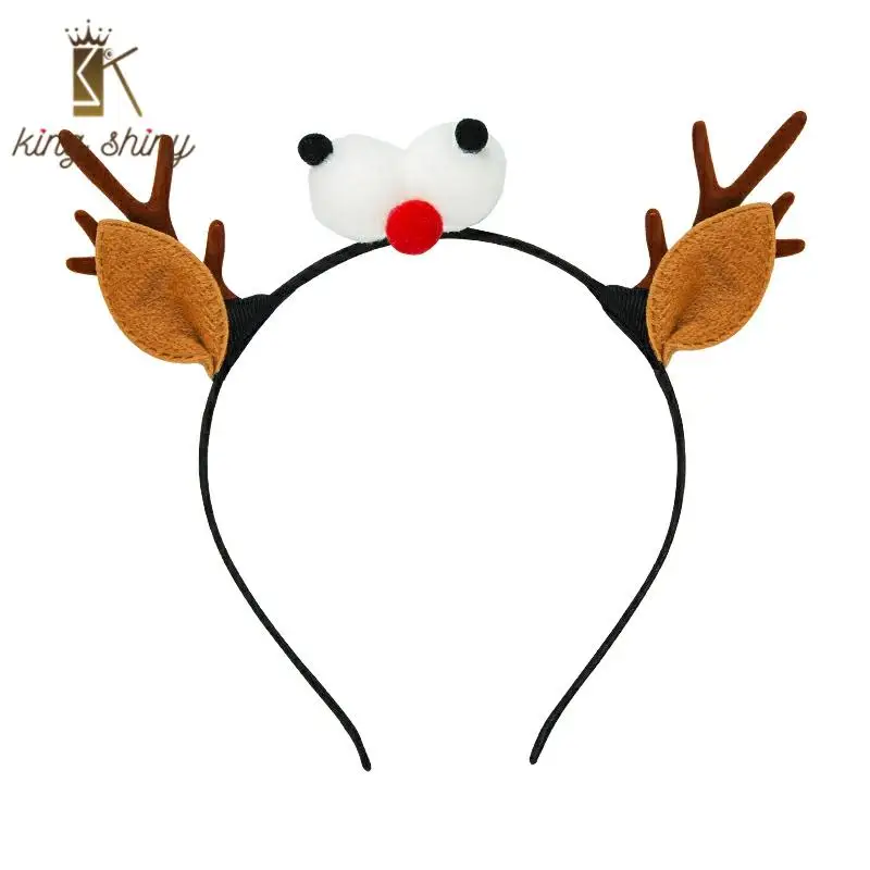 Elegant Santa Elk Antler Christmas Decoration Headband Lovely Cotton Fiiled Bird Reindeer Ear Hairband Xmas Party Hair Accessory | Украшения