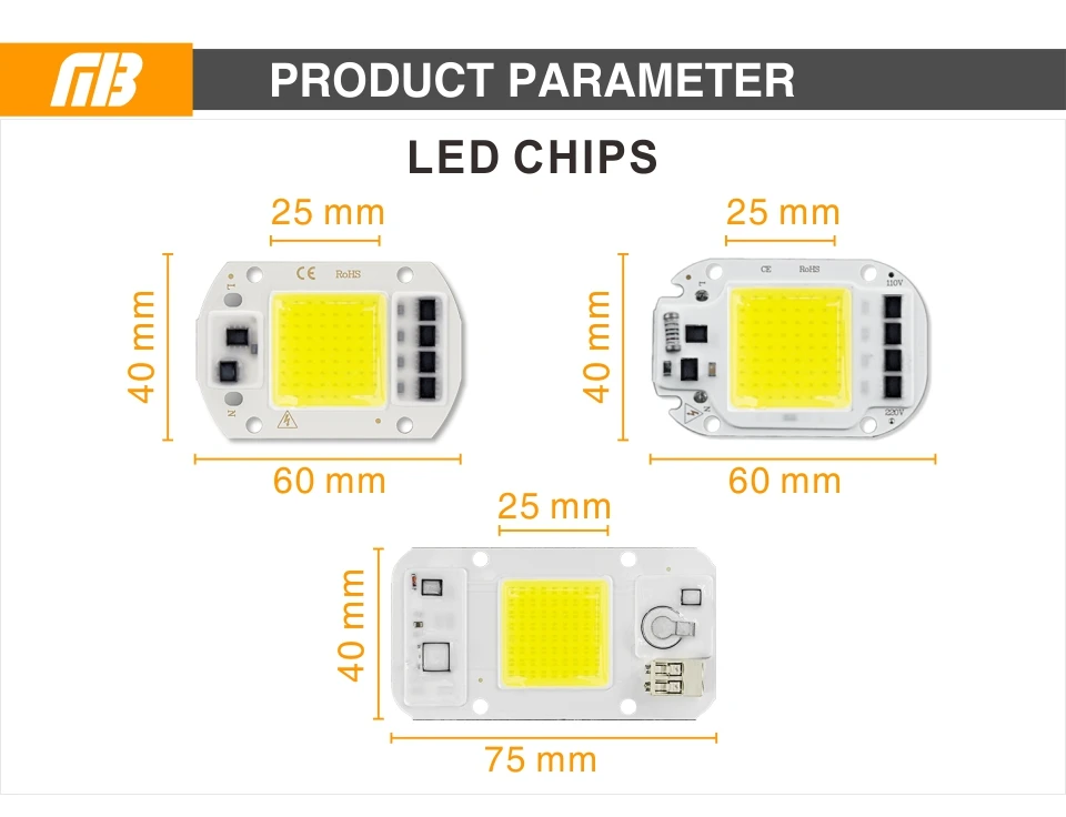 LAMPE DE CULTURE,F604050WCold White1 jeu de puces de croissance LED COB avec lentille, 220V