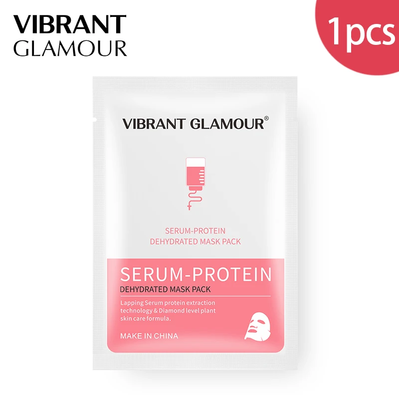Serum protein Яркая Гламурная маска для лица фуллерен сыворотка Белковая маска для лица с гиалуроновой кислотой Омолаживающая Отбеливающая увлажняющая маска для ухода за кожей 1 шт - Цвет: Serum protein