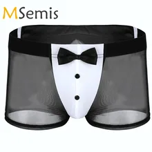 Мужское нижнее белье дворецкий официант смокинг горячие сексуальные трусики прозрачные через уши кролика трусы боксеры мужские Экзотические нижнее белье