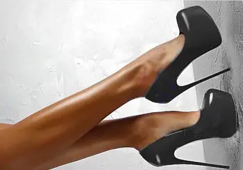 

Spring/Autumn Sexy Wedding Fetish Round Toe Woman Pumps Platform Very High Heel Pumps 16 cm Black Red rtg67