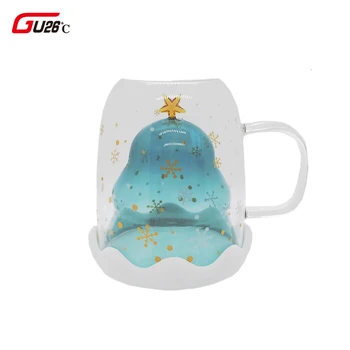 

Novelty 3D Transparent Double Anti-Scalding Glass Christmas Tree Star Milk Coffee Cup Juice Cup Children's Christmas Gift
