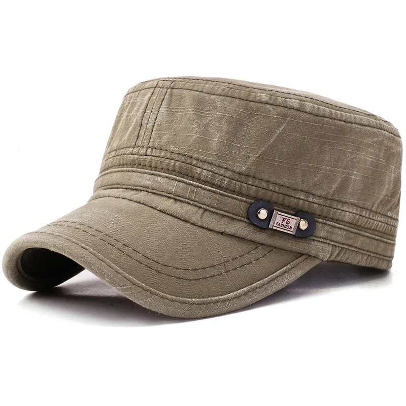 

2019 Spring And Autumn New Style Men Cotton Brim Hat Outdoor Casual Solid Color Flat Cap Korean-style Military Cap Wholesale Cus