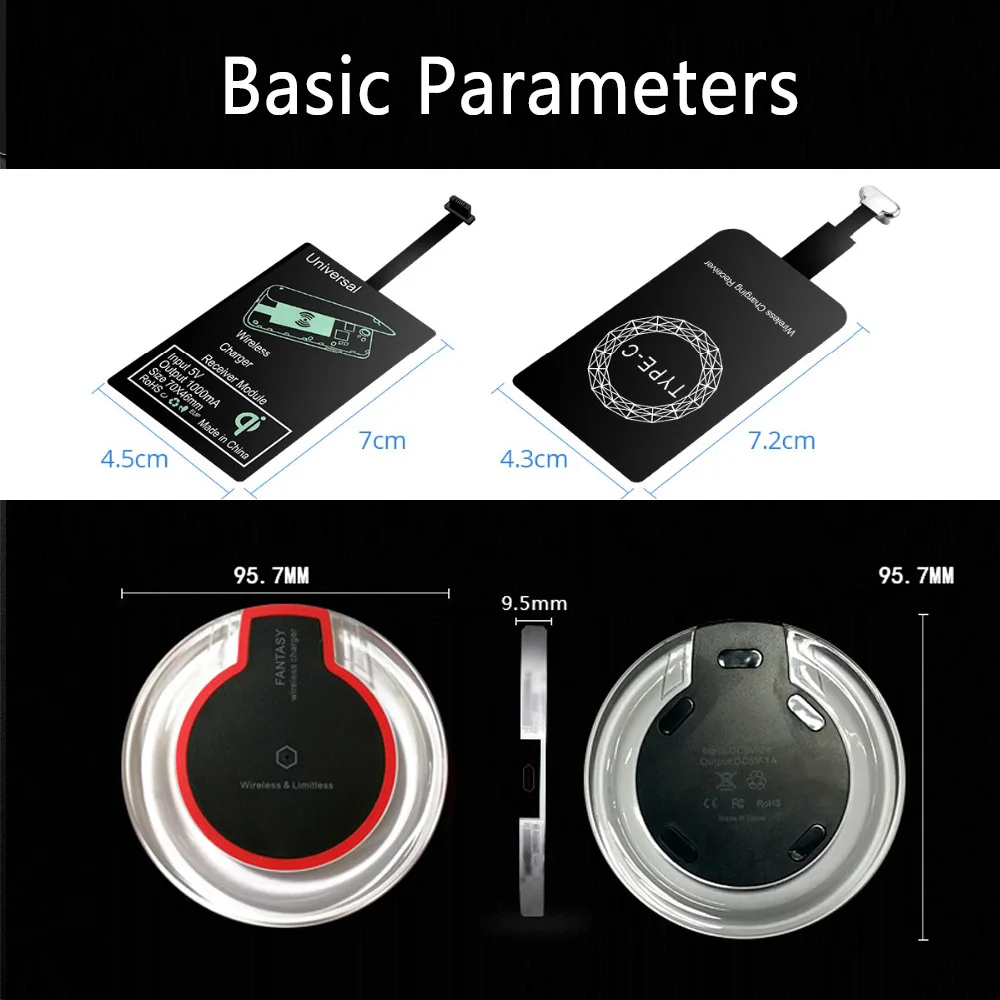 USB беспроводное зарядное устройство QI 5 Вт зарядный коврик Универсальный Micro usb type C зарядный приемник для Android телефона планшета беспроводной зарядный комплект