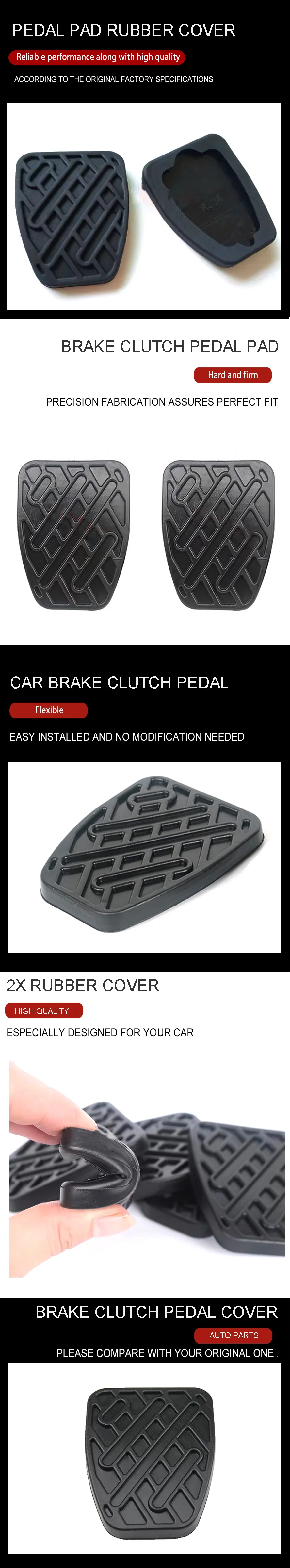 Wooeight 2x 46531JD00A Black Rubber Brake Clutch Pedal Pad Cover fit for Nissan Qashqai 2007-2010 2011 2012 2013 2014 2015 2016  (7)