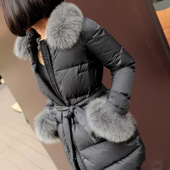 

fox natural Winter luxury fur duck jacket women 2020 new Europe fashion long parkas female 20% down jackets and coats S4401