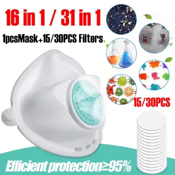 

Face Protective Mask 3-Ply Non-woven Filter Insert Valve Face Mask Dustproof Respirator Silicone Mouth Safety Mask Camp Travel