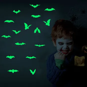 

NEW 3D Bat Luminous Wall Sticker DIY PVC Removable Decal Home Halloween Decoration Bed Room Living Room TV Wall Decoration