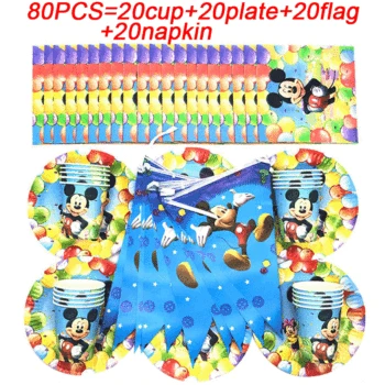 

Mickey Mouse Birthday Party Decorations Supplies Kids Party Paper Cup Plate Banner Baby Boy Shower Anniversaire Tableware Set