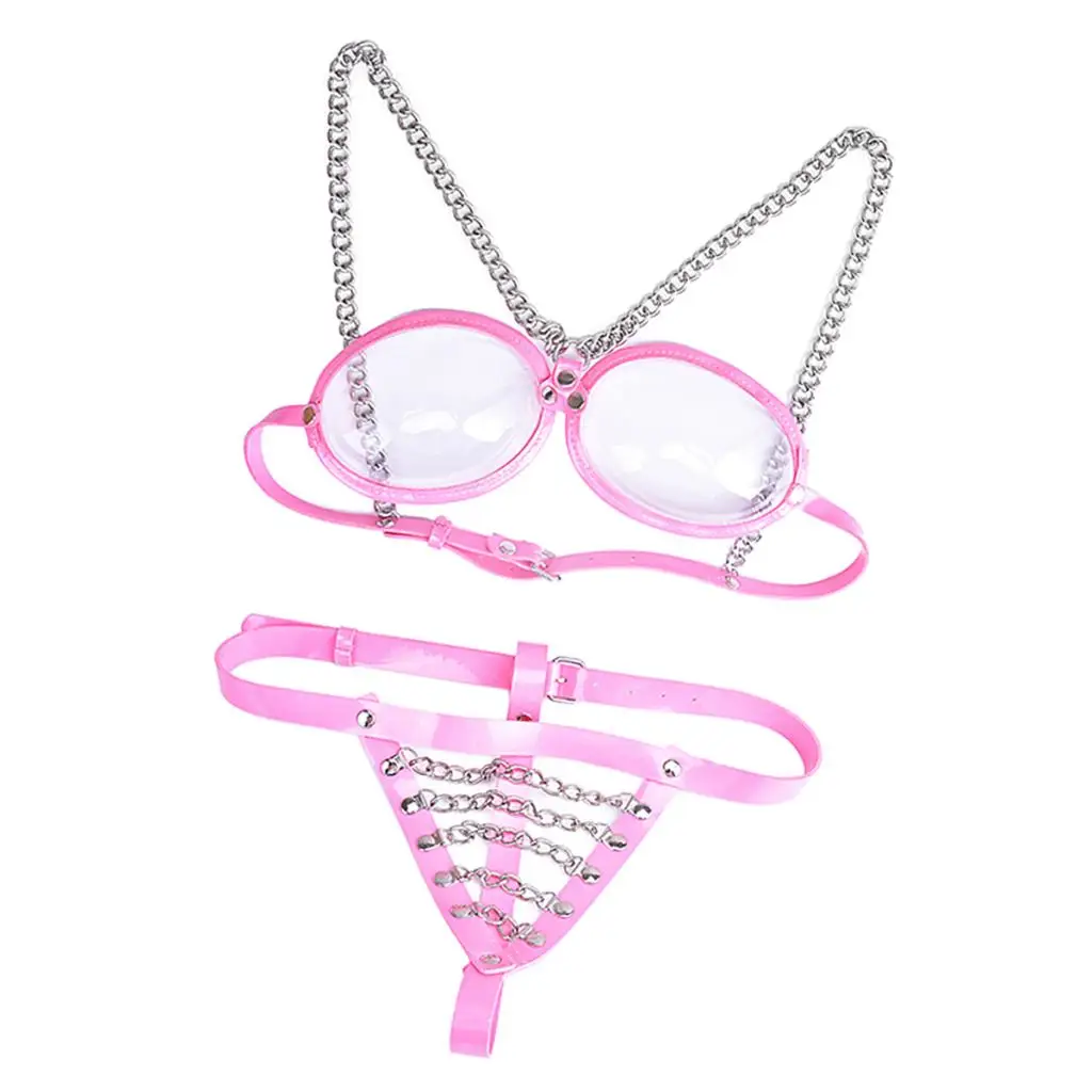 Lingerie Men's Bikini Bra Bras  Transparent Rivet Punk Style Tops Underwear Cosplay Sissy Fancy Dress