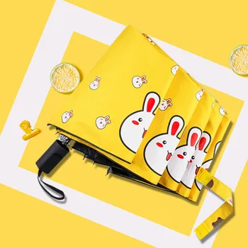 

Japan Creative Umbrella Female Manual / Auto Parasol Anti-UV Tri-fold Cartoon Bunny Rabbit Umbrella Sunny Umbrella