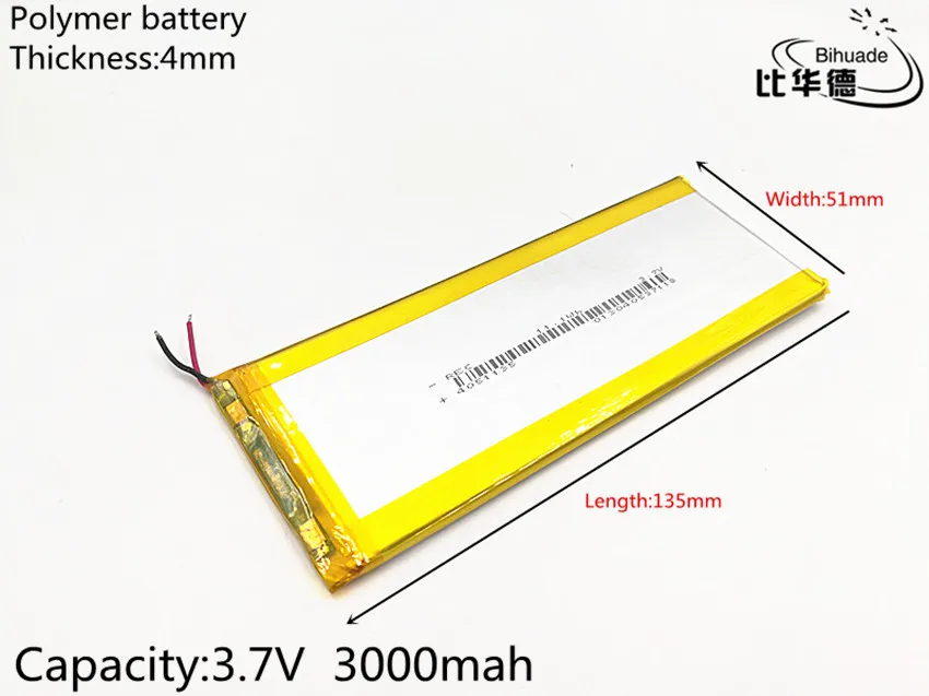 3.7V,3000mAH 4051135(polymer lithium ion battery) Li-ion battery for tablet pc 7 inch 8 inch 9inch