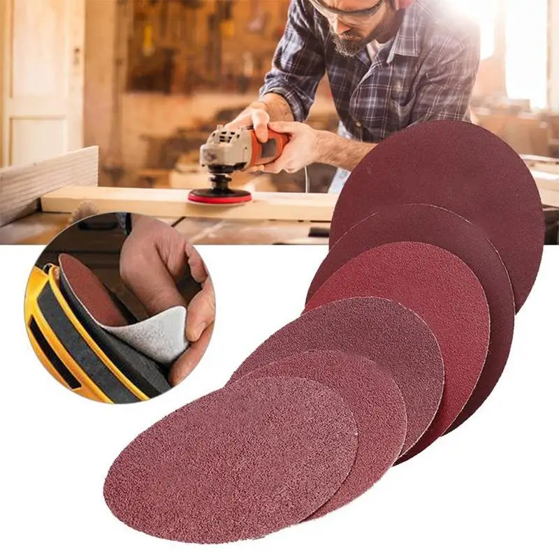 

100 Pcs 2 Inch Sandpaper Sanding Polished Sandpaper Set 50MM Disc Sandpaper Flocked Sandpaper Sheet
