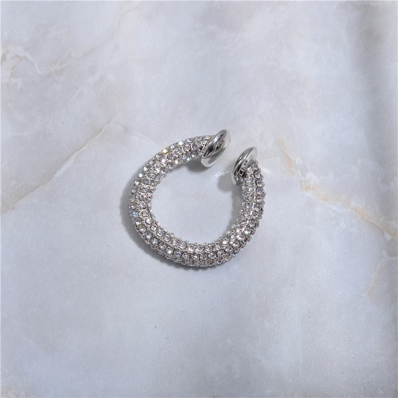 Timeless Wonder New Crystal Encrusted Circle Ear Clip Earrings Women Jewelry Punk Rock Ear Cuff Non Pierced Gothic Earcuff 6466