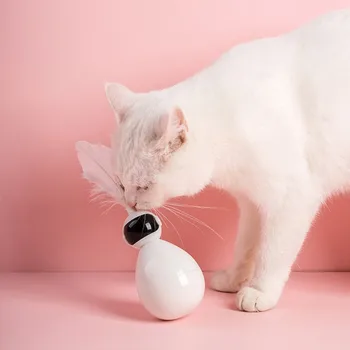 

Cat Feather Toy Robot Shaped Tumbler With Feather Cats Shaking Ball Interactive Toy