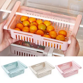 

Adjustable Food Storage Organizer Refrigerator Plastic Organizer Case Drawer Basket Kitchen Food Storage Container Shelf Racks