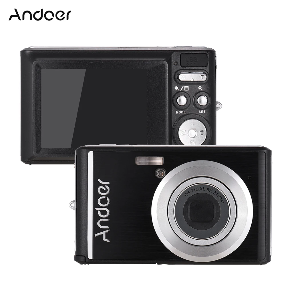 Andoer 20MP 1080P Цифровая видеокамера ЖК-экран с 2 перезаряжаемыми батареями 8X оптический зум анти-встряхивание камеры
